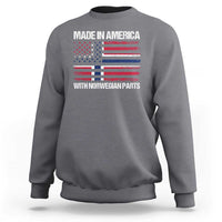 Made in America with Norwegian Parts Sweatshirt Half American Flag USA Norway Pride