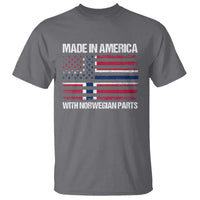 Made in America with Norwegian Parts T Shirt Half American Flag USA Norway Pride