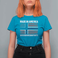 Made in America with Norwegian Parts T Shirt For Women Half American Flag USA Norway Pride