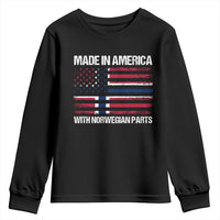 Made in America with Norwegian Parts Youth Sweatshirt Half American Flag USA Norway Pride