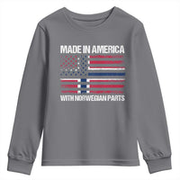 Made in America with Norwegian Parts Youth Sweatshirt Half American Flag USA Norway Pride