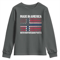 Made in America with Norwegian Parts Youth Sweatshirt Half American Flag USA Norway Pride
