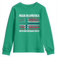 Made in America with Norwegian Parts Youth Sweatshirt Half American Flag USA Norway Pride