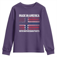 Made in America with Norwegian Parts Youth Sweatshirt Half American Flag USA Norway Pride