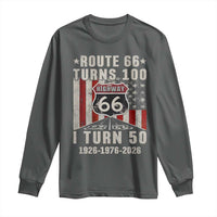 Highway 66 Turn 100 I Turn 50 Long Sleeve Shirt Vintage 1976 Born American Road Sign Centennial 2026