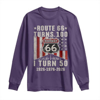 Highway 66 Turn 100 I Turn 50 Long Sleeve Shirt Vintage 1976 Born American Road Sign Centennial 2026
