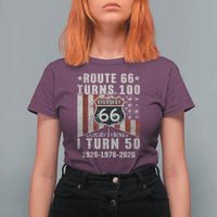 Highway 66 Turn 100 I Turn 50 T Shirt For Women Vintage 1976 Born American Road Sign Centennial 2026