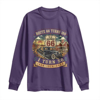 Highway 66 Turn 100 I Turn 50 Long Sleeve Shirt Vintage 1976 Road Sign Antique Car Lover 50 Year Old Gift