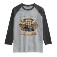 Highway 66 Turn 100 I Turn 50 Raglan Shirt Vintage 1976 Road Sign Antique Car Lover 50 Year Old Gift