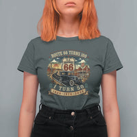 Highway 66 Turn 100 I Turn 50 T Shirt For Women Vintage 1976 Road Sign Antique Car Lover 50 Year Old Gift