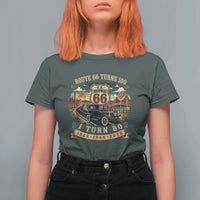 Route Highway 66 Turns 100 I Turn 80 T Shirt For Women Vintage 1946 Road Sign Antique Car Lover 80th Birthday Gift