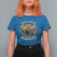 Route Highway 66 Turns 100 I Turn 80 T Shirt For Women Vintage 1946 Road Sign Antique Car Lover 80th Birthday Gift