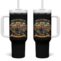 Route Highway 66 Turns 100 I Turn 75 Tumbler With Handle Vintage 1951 Road Sign Antique Car Lover 75th Birthday Gift
