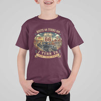 Route Highway 66 Turns 100 I Turn 70 T Shirt For Kid Vintage 1956 Road Sign Antique Car Lover 70th Birthday Gift