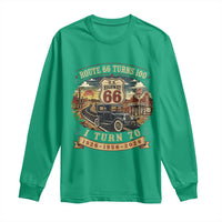 Route Highway 66 Turns 100 I Turn 70 Long Sleeve Shirt Vintage 1956 Road Sign Antique Car Lover 70th Birthday Gift