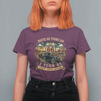 Route Highway 66 Turns 100 I Turn 65 T Shirt For Women Vintage 1961 Road Sign Antique Car Lover 65th Birthday Gift