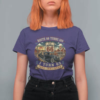 Route Highway 66 Turns 100 I Turn 65 T Shirt For Women Vintage 1961 Road Sign Antique Car Lover 65th Birthday Gift