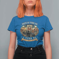 Route Highway 66 Turns 100 I Turn 65 T Shirt For Women Vintage 1961 Road Sign Antique Car Lover 65th Birthday Gift