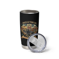 Route Highway 66 Turns 100 I Turn 60 Tumbler Cup Vintage 1966 Road Sign Antique Car Lover 60th Birthday Gift