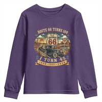 Route Highway 66 Turns 100 I Turn 45 Youth Sweatshirt Vintage 1981 Road Sign Antique Car Lover 45th Birthday Gift
