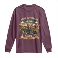 Route Highway 66 Turns 100 I Turn 35 Long Sleeve Shirt Vintage 1991 Road Sign Antique Car Lover 35th Birthday Gift