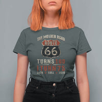 Route Highway 66 Turns 100 I Turn 75 T Shirt For Women Vintage 1951 Road Sign 75th Birthday Gift