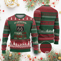 Route Highway 66 Turns 100 I Turn 70 Ugly Christmas Sweater Vintage 1956 Road Sign 70th Birthday Gift