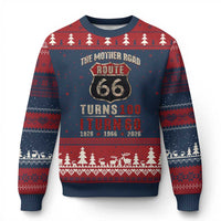 Route Highway 66 Turns 100 I Turn 60 Ugly Christmas Sweater Vintage 1966 Road Sign 60th Birthday Gift