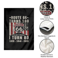 Route Highway 66 Turns 100 I Turn 80 Garden Flag Vintage 1946 Born American Road Sign 80th Birthday Gift