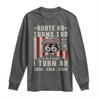 Route Highway 66 Turns 100 I Turn 80 Long Sleeve Shirt Vintage 1946 Born American Road Sign 80th Birthday Gift