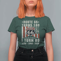 Route Highway 66 Turns 100 I Turn 80 T Shirt For Women Vintage 1946 Born American Road Sign 80th Birthday Gift