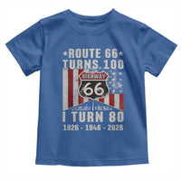 Route Highway 66 Turns 100 I Turn 80 Toddler T Shirt Vintage 1946 Born American Road Sign 80th Birthday Gift
