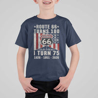 Route Highway 66 Turns 100 I Turn 75 T Shirt For Kid Vintage 1951 Born American Road Sign 75th Birthday Gift