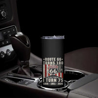 Route Highway 66 Turns 100 I Turn 75 Skinny Tumbler Vintage 1951 Born American Road Sign 75th Birthday Gift
