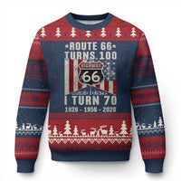 Route Highway 66 Turns 100 I Turn 70 Ugly Christmas Sweater Vintage 1956 Born American Road Sign 70th Birthday Gift