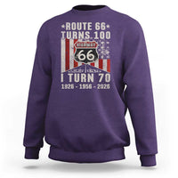 Route Highway 66 Turns 100 I Turn 70 Sweatshirt Vintage 1956 Born American Road Sign 70th Birthday Gift