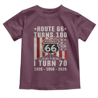Route Highway 66 Turns 100 I Turn 70 Toddler T Shirt Vintage 1956 Born American Road Sign 70th Birthday Gift