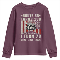 Route Highway 66 Turns 100 I Turn 70 Youth Sweatshirt Vintage 1956 Born American Road Sign 70th Birthday Gift