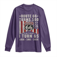 Route Highway 66 Turns 100 I Turn 65 Long Sleeve Shirt Vintage 1961 Born American Road Sign 65th Birthday Gift