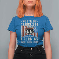 Route Highway 66 Turns 100 I Turn 65 T Shirt For Women Vintage 1961 Born American Road Sign 65th Birthday Gift