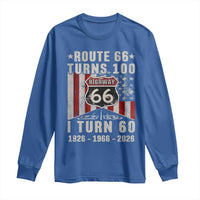 Route Highway 66 Turns 100 I Turn 60 Long Sleeve Shirt Vintage 1966 Born American Road Sign 60th Birthday Gift