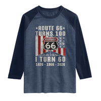 Route Highway 66 Turns 100 I Turn 60 Raglan Shirt Vintage 1966 Born American Road Sign 60th Birthday Gift