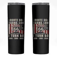 Route Highway 66 Turns 100 I Turn 60 Skinny Tumbler Vintage 1966 Born American Road Sign 60th Birthday Gift