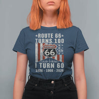 Route Highway 66 Turns 100 I Turn 60 T Shirt For Women Vintage 1966 Born American Road Sign 60th Birthday Gift