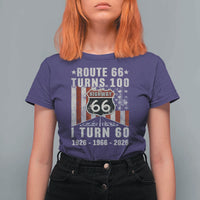 Route Highway 66 Turns 100 I Turn 60 T Shirt For Women Vintage 1966 Born American Road Sign 60th Birthday Gift
