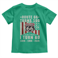 Route Highway 66 Turns 100 I Turn 60 Toddler T Shirt Vintage 1966 Born American Road Sign 60th Birthday Gift