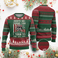 Route Highway 66 Turns 100 I Turn 55 Ugly Christmas Sweater Vintage 1971 Born American Road Sign 55th Birthday Gift