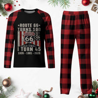 Route Highway 66 Turns 100 I Turn 45 Plaid Pajama Set Vintage 1981 Born American Road Sign 45th Birthday Gift