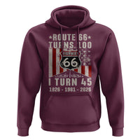 Route Highway 66 Turns 100 I Turn 45 Hoodie Vintage 1981 Born American Road Sign 45th Birthday Gift