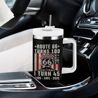 Route Highway 66 Turns 100 I Turn 45 Tumbler With Handle Vintage 1981 Born American Road Sign 45th Birthday Gift